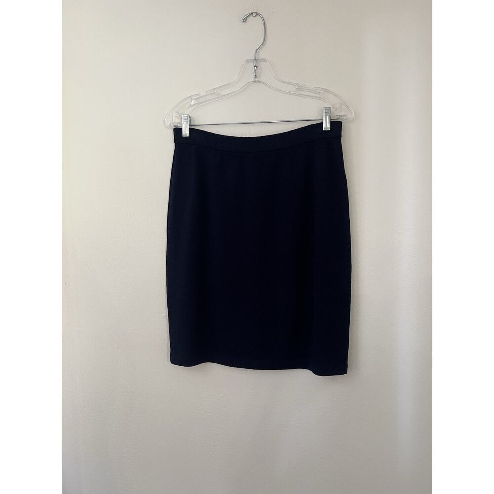 St John Knit Basics Vintage Navy Blue Santana Skirt Sz 8 Knee Length Pencil